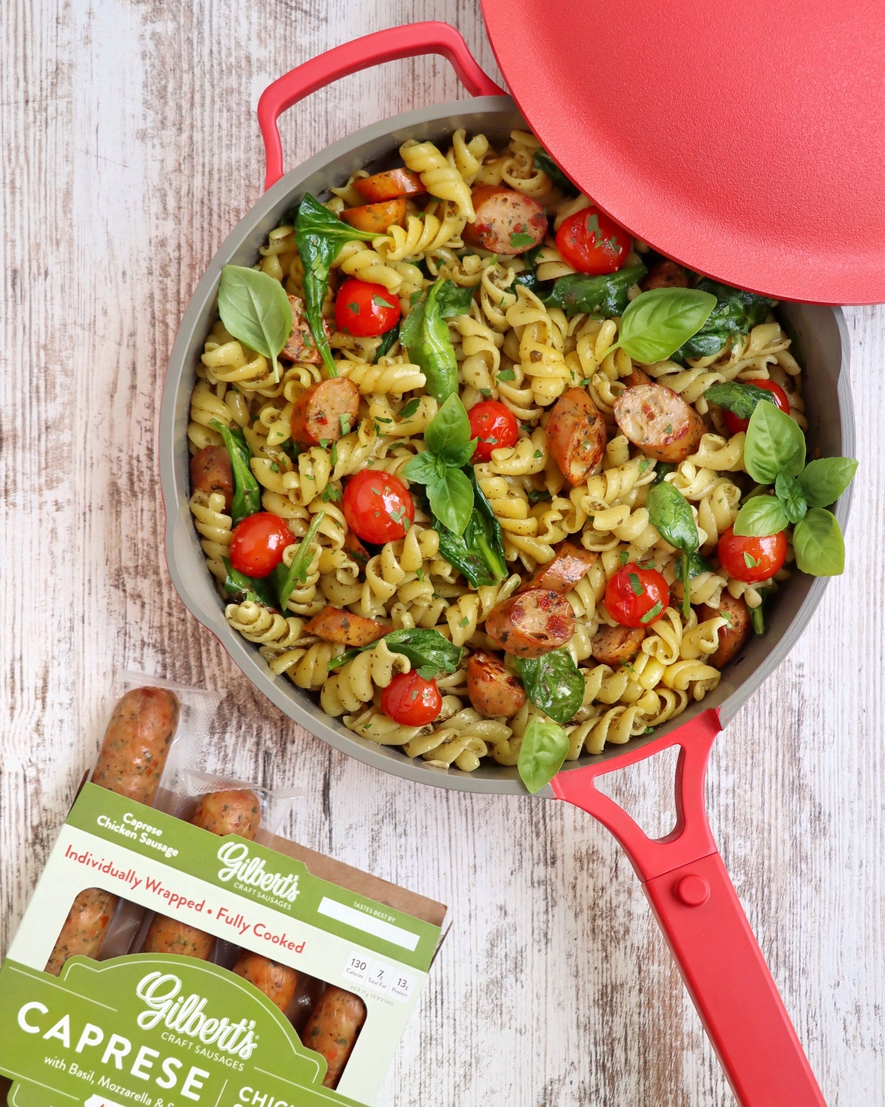 Pesto pasta skillet